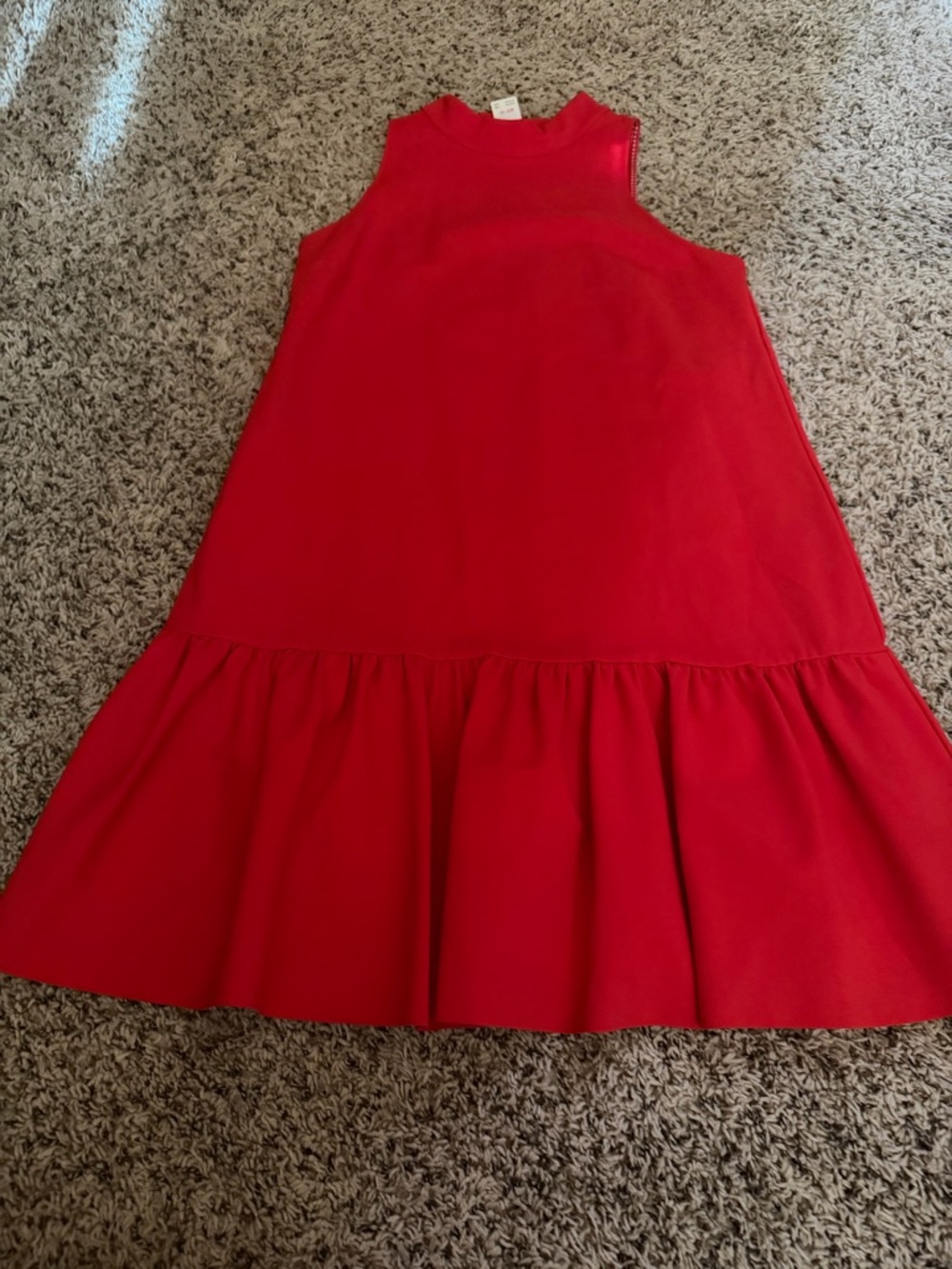 Anthropologie Red Sleeveless drop waist Ruffled-Hem Dress